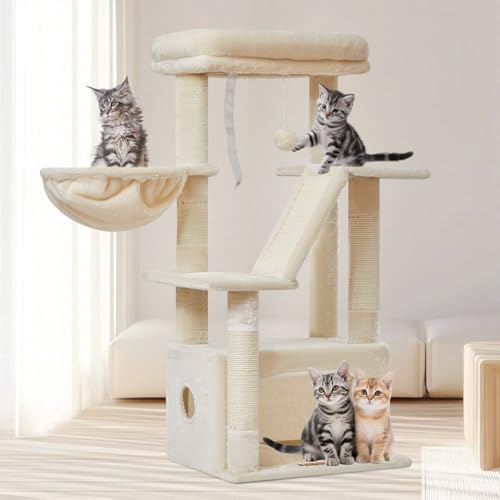 Cat Tree 38.5In Cat Tower for Indoor Cats (Beige / 38.5 Inches)