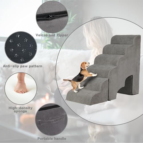 Pet Dog Stairs for Small Dogs for Beds 25 (Grey 28" H)