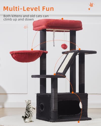 Gothic Cat Tree (Black and Red / 38.5 Inches)