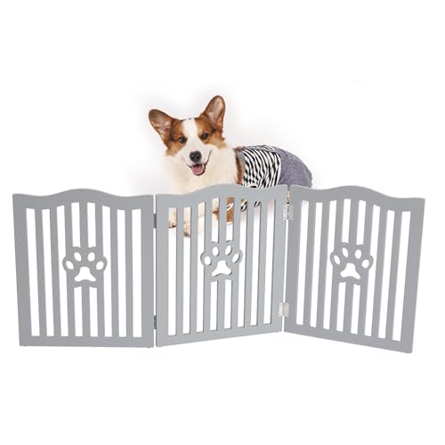 Pet Gate Wooden Free Grey Standing Dog Gate (Small Grey)