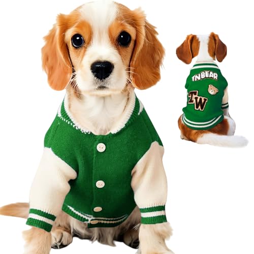 Dog Varsity Sweaters for Small Dogs (Green / Small(3-6lbs))