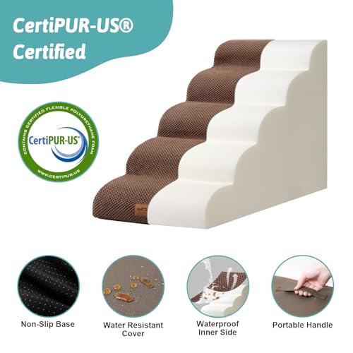 Wide Dog Stair for Small Dog 22.6" H (Brown / Wide:17.7"x33"x22.6")