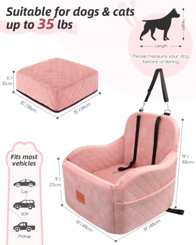 Dog Booster Car Seat for Small (Pink / Medium)