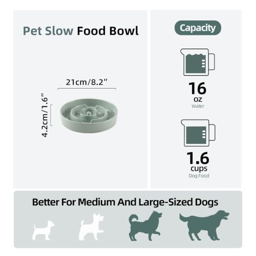 Ceramic Slow Feeder Dog Bowls (Light Green)