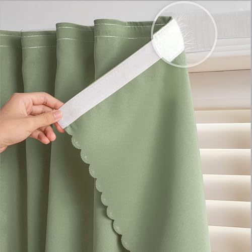 Self Adhesive Curtains (71"W x 59"L (Pack of 1) / Sage Green)