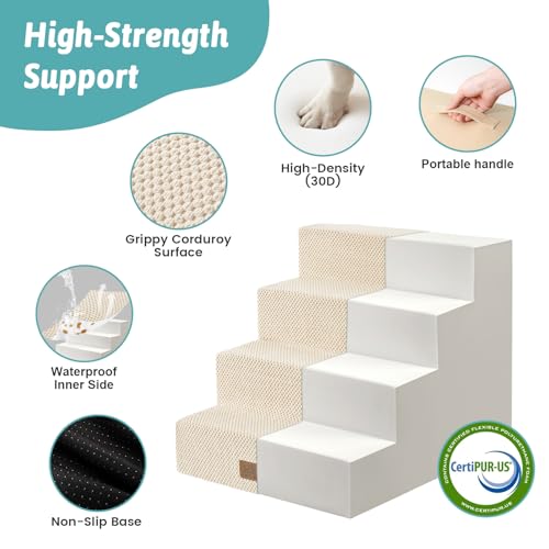 Dog Stairs for Small Dogs (Beige / 15.7x23.6x17.7 inch)
