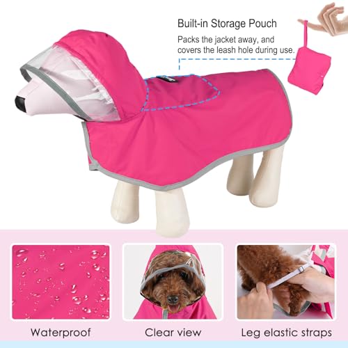 Dog Raincoat Waterproof Rain Jacket (Fuchsia / Small)