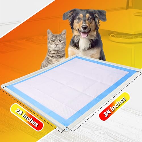 Dog Pee Pad Holder Tray Fits for 28” x 34” Pee Pads (34 x 28 Inches / White)