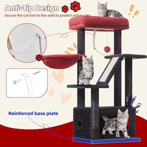 Gothic Cat Tree (Black and Red / 38.5 Inches)