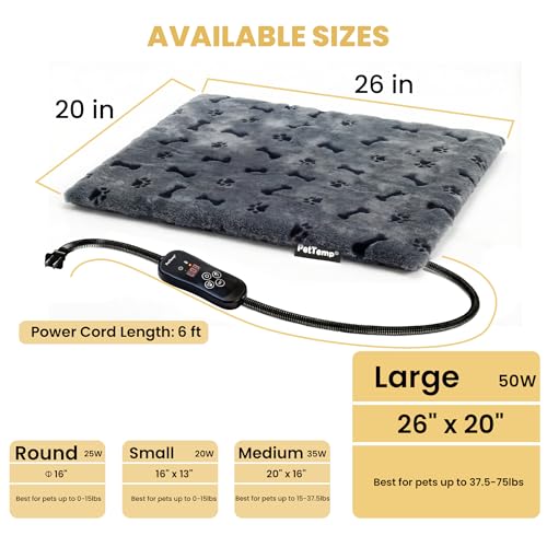 Pet Heating Pad for Cats Dogs (Gray / L: 26" x 20")