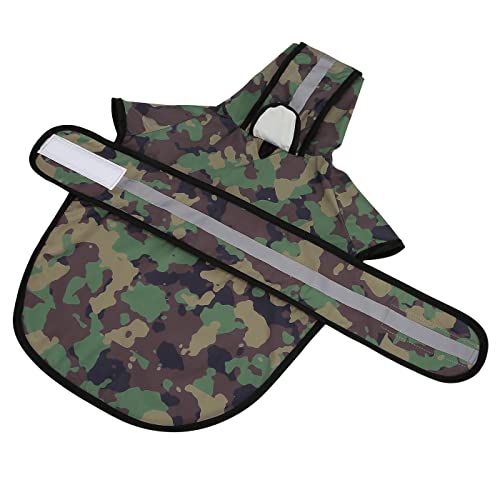 Dog Raincoat with Hood & Leash Hole S (Medium / Green Camo)