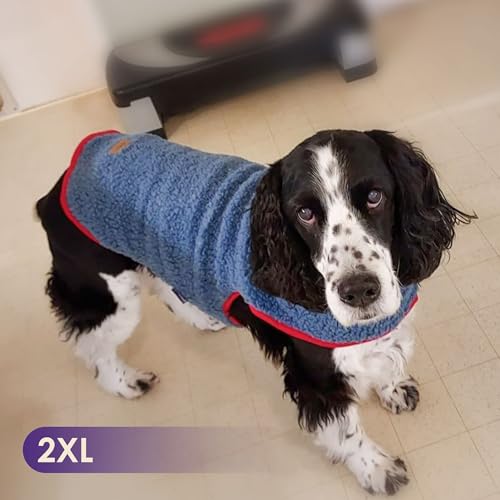 Sherpa Dog Coat Reversible Dog Jackets for Large Dogs (XXX-Large (68-85lbs) / Blue)