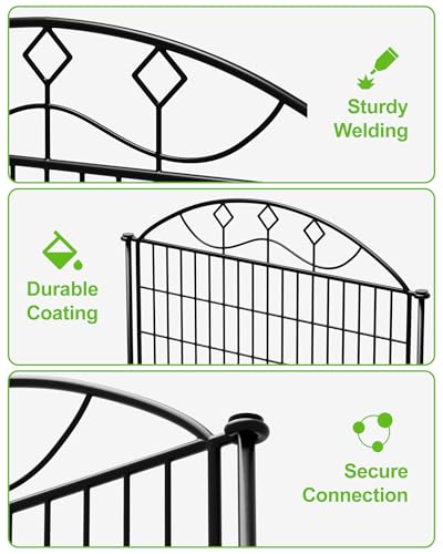 40in Tall 10 Panel Metal Garden Fence with Gate