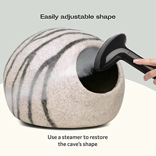 Cat Cave Merino Wool Bed for Indoor Cats (Light Gray / Medium)