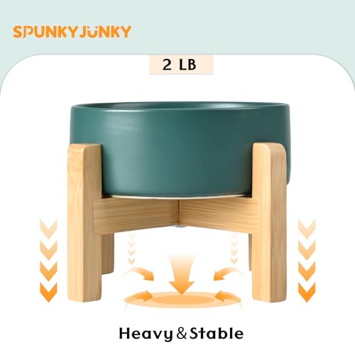 Ceramic Elevated Dog Bowls 2 Pack (Medium - 3.6 CUPS*2 / Green)