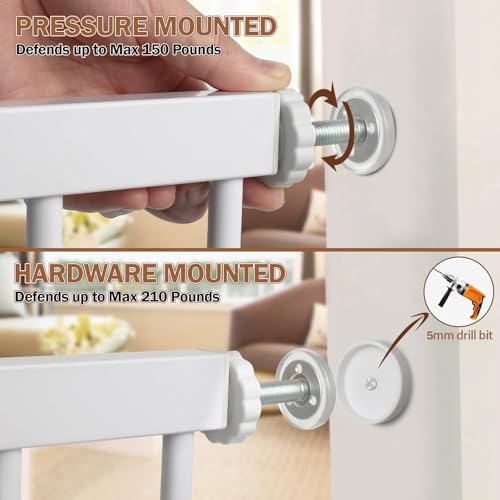 29.7 51" Extra Wide Baby & Dog Safety Gate for Stairs & Doorways (White / 29.7-51"W x 30"H)