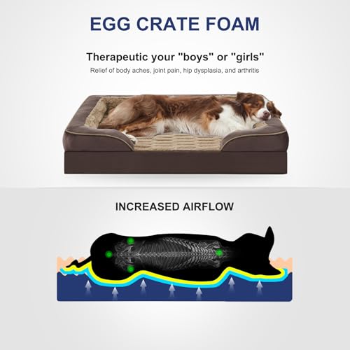 Orthopedic Supportive Extra Large Dog Bed (48.0''l x 35.0''w x 6.5''th / Khaki)