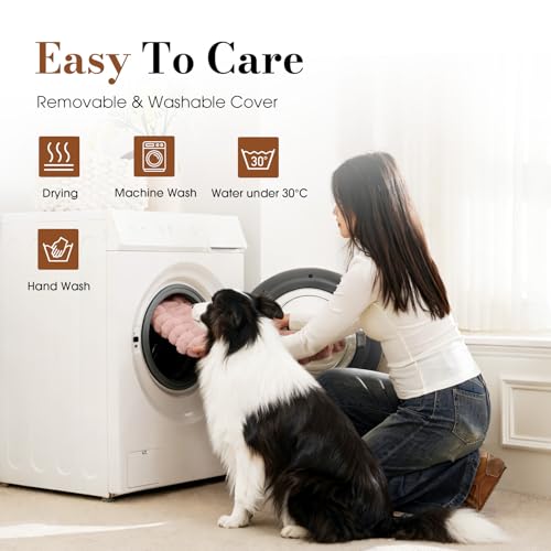 Large Orthopedic Dog Crate Bed with Waterproof Lining (L-Crate(35"*22"*3") / Pink)