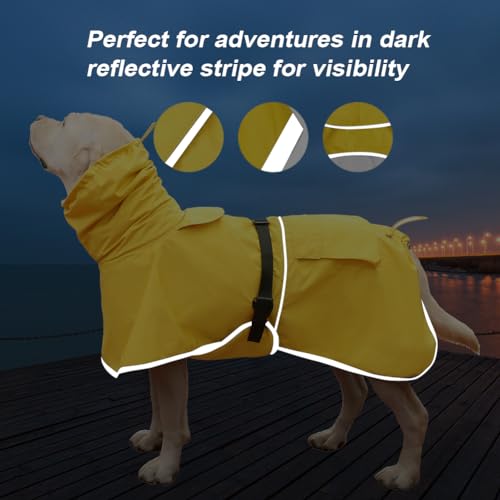 Dog Raincoat Waterproof Adjustable Rain Jacket Small Dogs Yellow (Yellow / 2XL-Fit for 21-24 pounds)