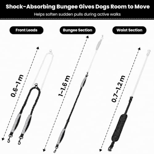 Hands Free Double Dog Leash (Black Grey)