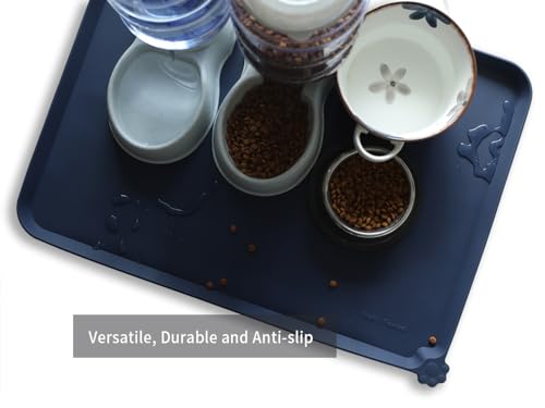 X Large Silicone Pet Feeding Mats (28" x 20" / French Navy)