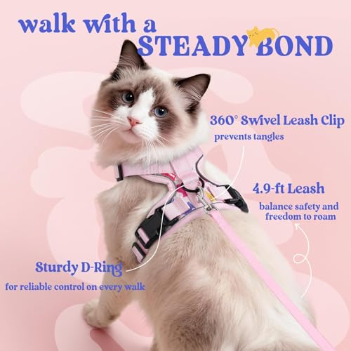 Cat Harness and Leash Set (M / Purrty Pink)
