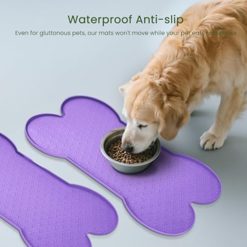 Dog Food Mat Anti (19.4" x 9.8"-2PCS / Purple)