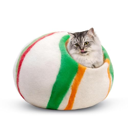 Premium Felt Cat Cave Bed (Candy Swirl)