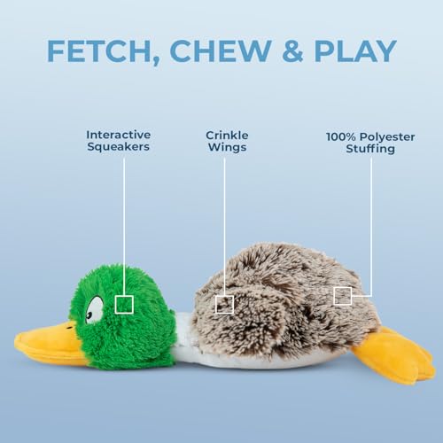 Squeaky Dog Toys with Soft Durable Fabric for Small (Duck Duck Octomutant / Large)