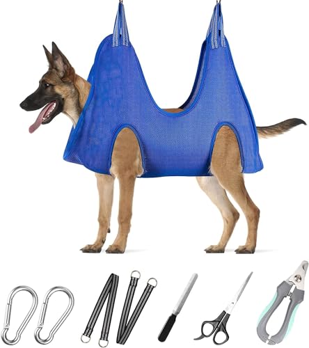 Pet Grooming Hammock (XL for X-Large Dogs 80LB / Blue)