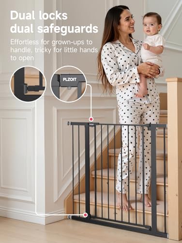 36" Extra Tall Baby Gate for Stairs (Black / 29.5-40.5"W x 36"H)