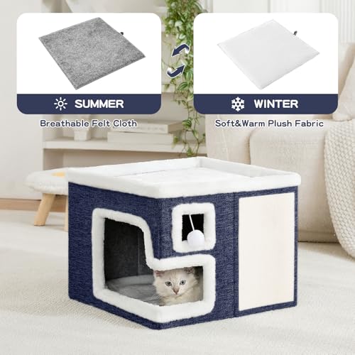 Cat Houses for Indoor Cats (Blue / Large)