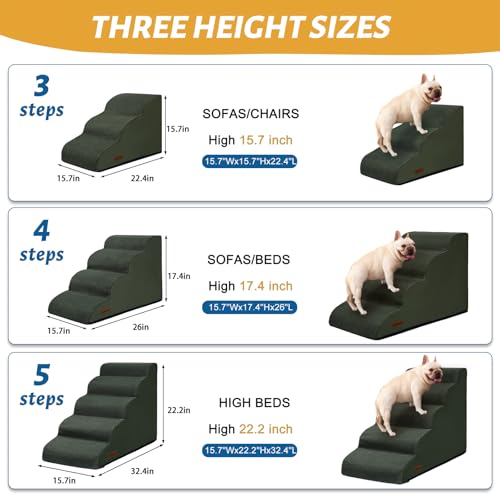 Dog Steps for Bed or Couch (Green / Standard 4-Step 17.4"H)