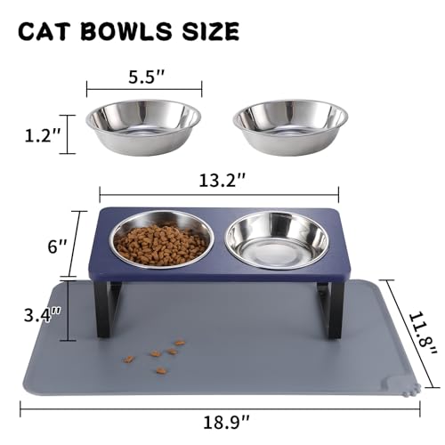 Upgraded Elevated Cat Bowls with Food Mat