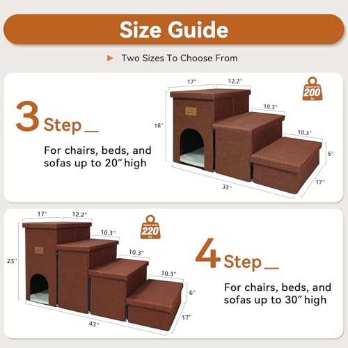 Dog Stairs with Storage (Brown With Condo / 3)