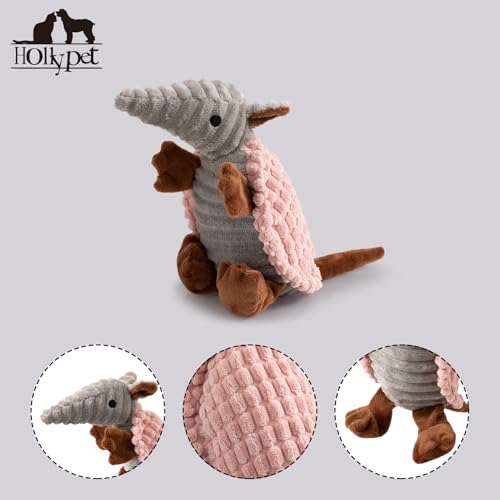 Armadillo Squeaky Puppy Dog Toys for Small Medium Dogs (8 IN / Light Pink)
