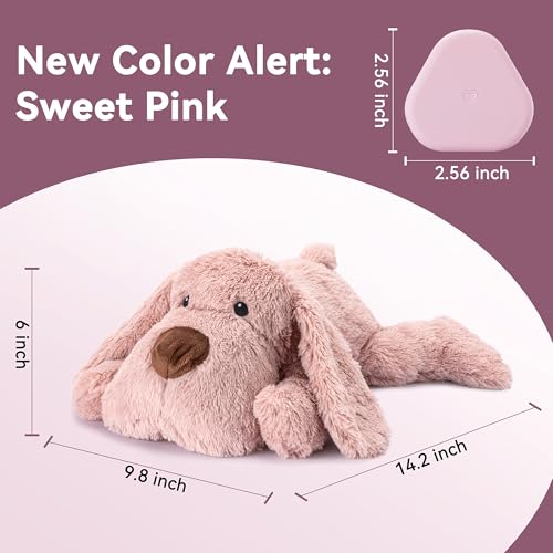 Heartbeat Puppy Toy Dog Heartbeat Toy for Anxiety Relief and Calming Aid (Pink)