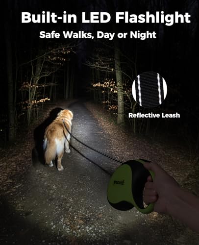 Retractable Dog Leash with Light (Medium-16.4ft)