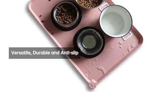 Large Non Slip Pet Feeding Mats (24" x 16" / Neutral Pink)
