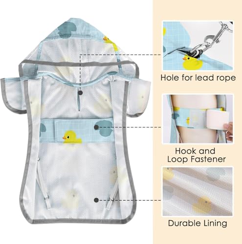 Dog Raincoat Waterproof Dog Rain Jacket with Clear Hooded (Duck Pattern / Large)