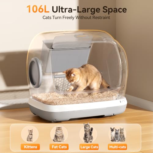 Large Space Automatic Litter Box for Multiple Cats