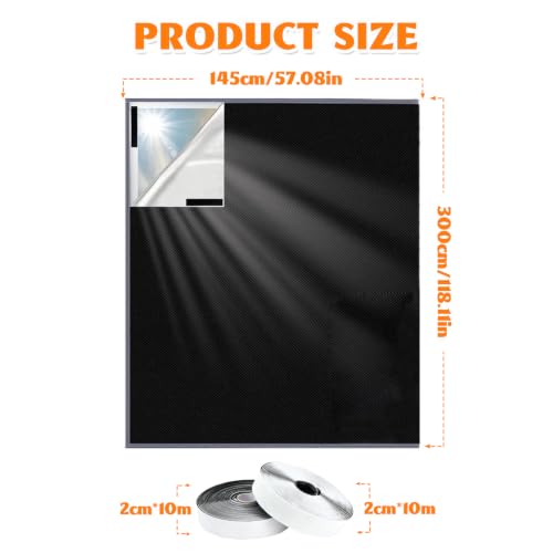 Blackout Curtains 118x57in Portable Cuttable with 10M Magic Tapes (57"W x 118"H)