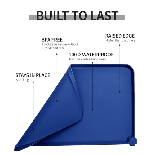 Silicone Pet Feeding Mat (Navy Blue / 18.5" x 11.5")