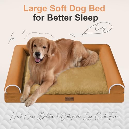 Orthopedic Dog Bed for Jumbo Dogs (Orange / 53.0"L x 42.0"W x 6.5"Th)