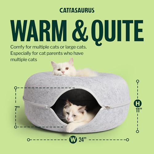 Peekaboo Cat Cave Donut for Multiple & Large Cats up to 30 (Light Gray + Dark Gray / Large)