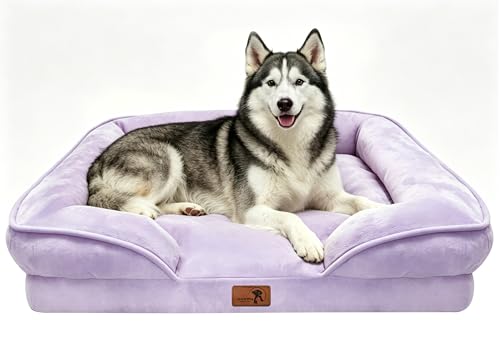 Orthopedic Dog Bed with Sides (38.0"L x 28.0"W x 6.5"Th / Purple)