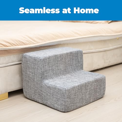 Dog Stairs & Steps (Ash Gray Linen / H: 12 Inches)