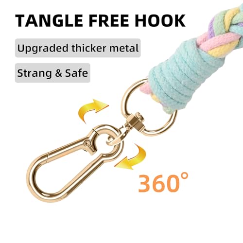 5FT Braided Cotton Rope Leash for Small (Rainbow Color)