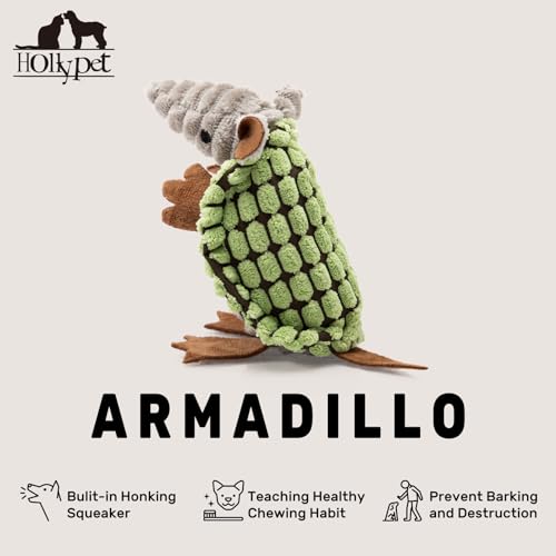 Armadillo Squeaky Puppy Dog Toys for Small Medium Dogs (6 IN / Cantaloupe Green)