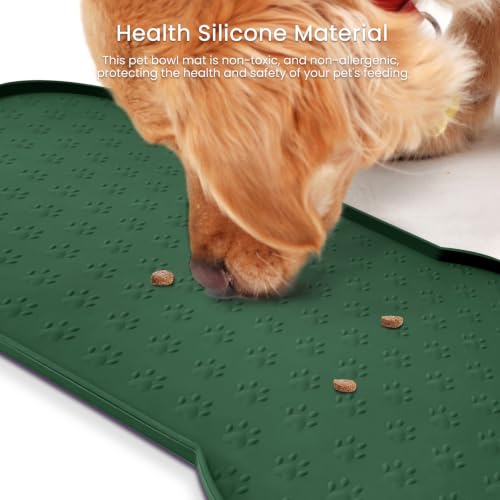 Dog Food Mat Anti (19.4" x 9.8"-2PCS / Hunter Green)